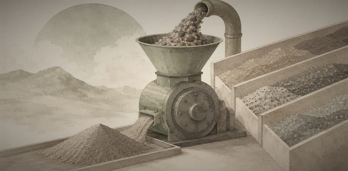 Inline editorial illustration evoking Batch Processing: grinding through accumulated data on a schedule.