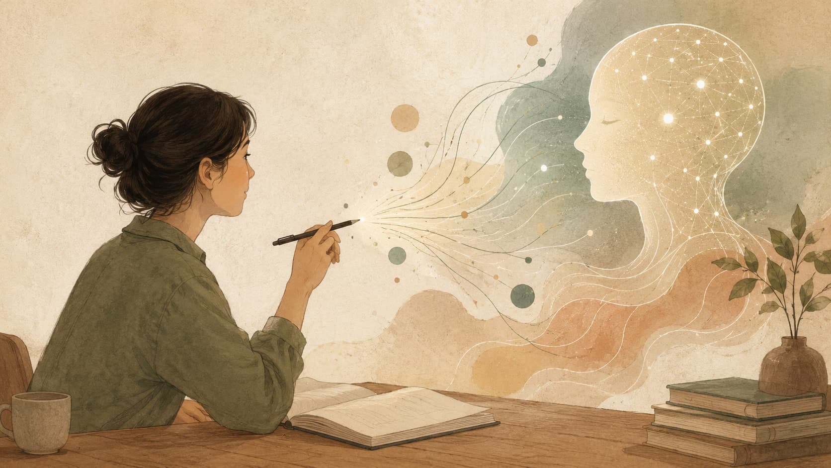 Editorial illustration representing Prompt Engineering: The craft of asking a model well.