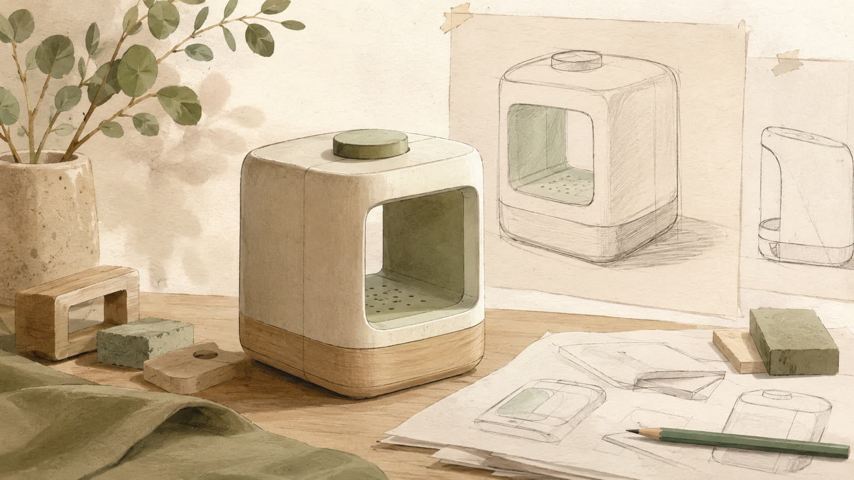 Editorial illustration representing Prototype: A working stand-in for the thing you intend to build.
