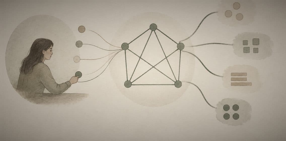 Inline editorial illustration evoking GraphQL: a query language for apis, schema-first.