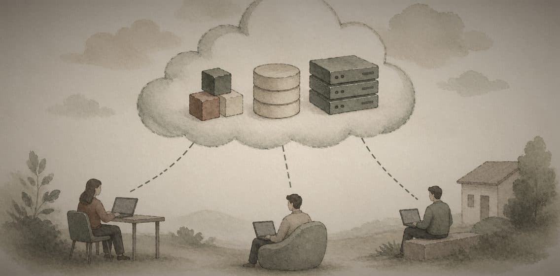 Inline editorial illustration evoking Infrastructure as Code: defining your infrastructure in version-controlled files.