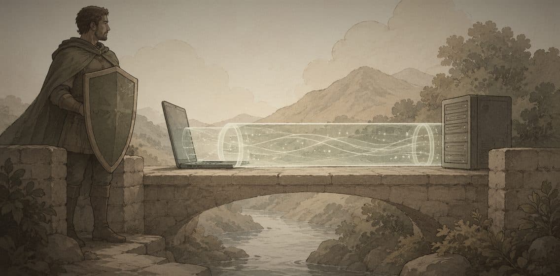 Inline editorial illustration evoking TLS: the protocol that wraps the web in encryption.