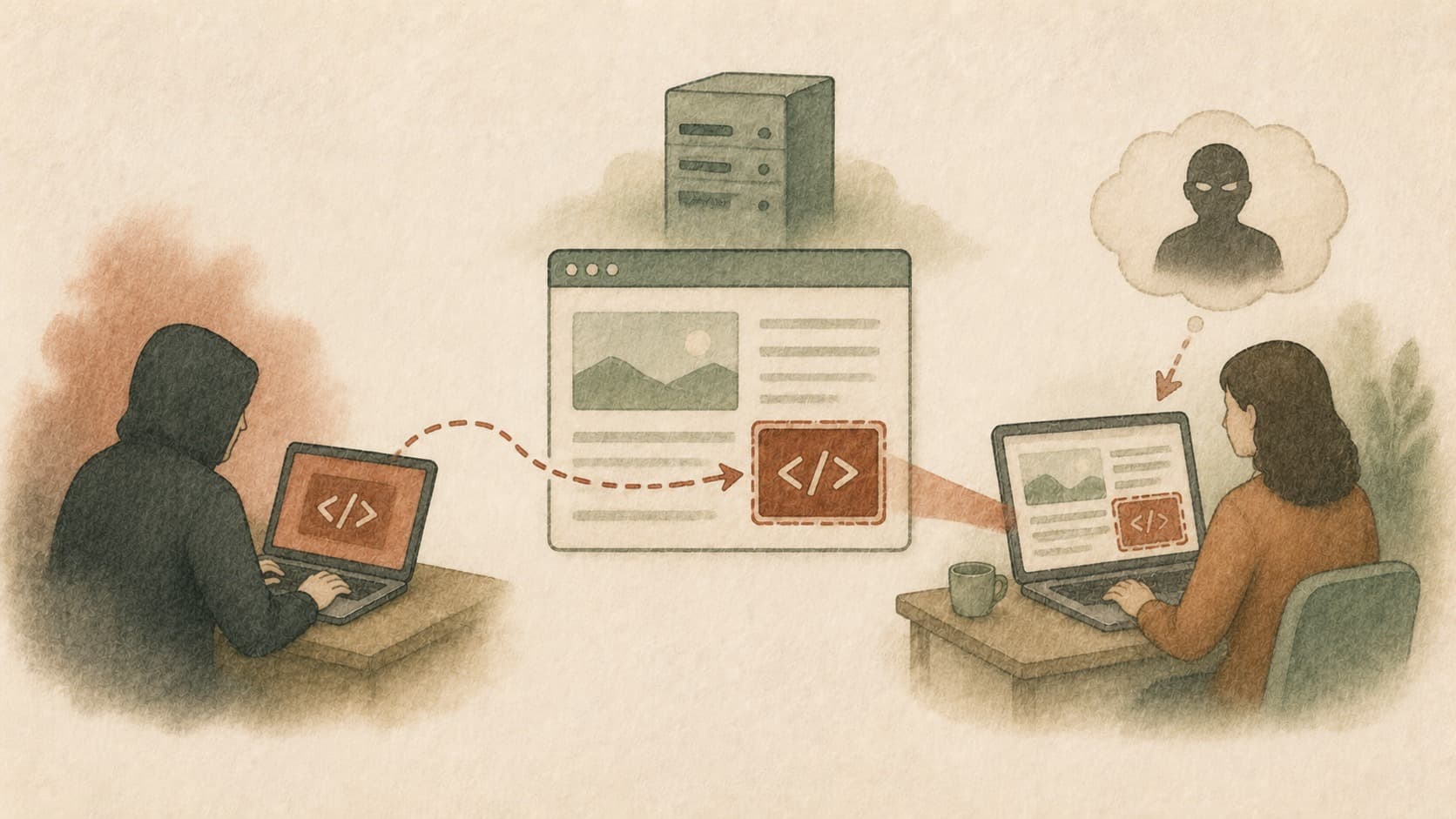 Inline editorial illustration evoking Design Token: a named, versioned value for a design decision.