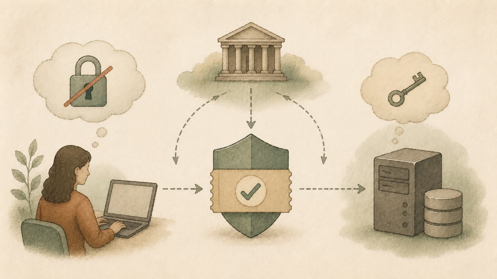 Editorial illustration representing Authentication: Proving who you are.