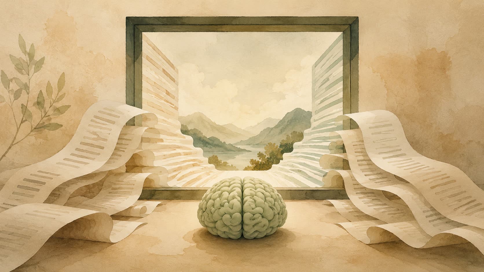 Editorial illustration representing Context Window: The amount of text a model can hold at once.
