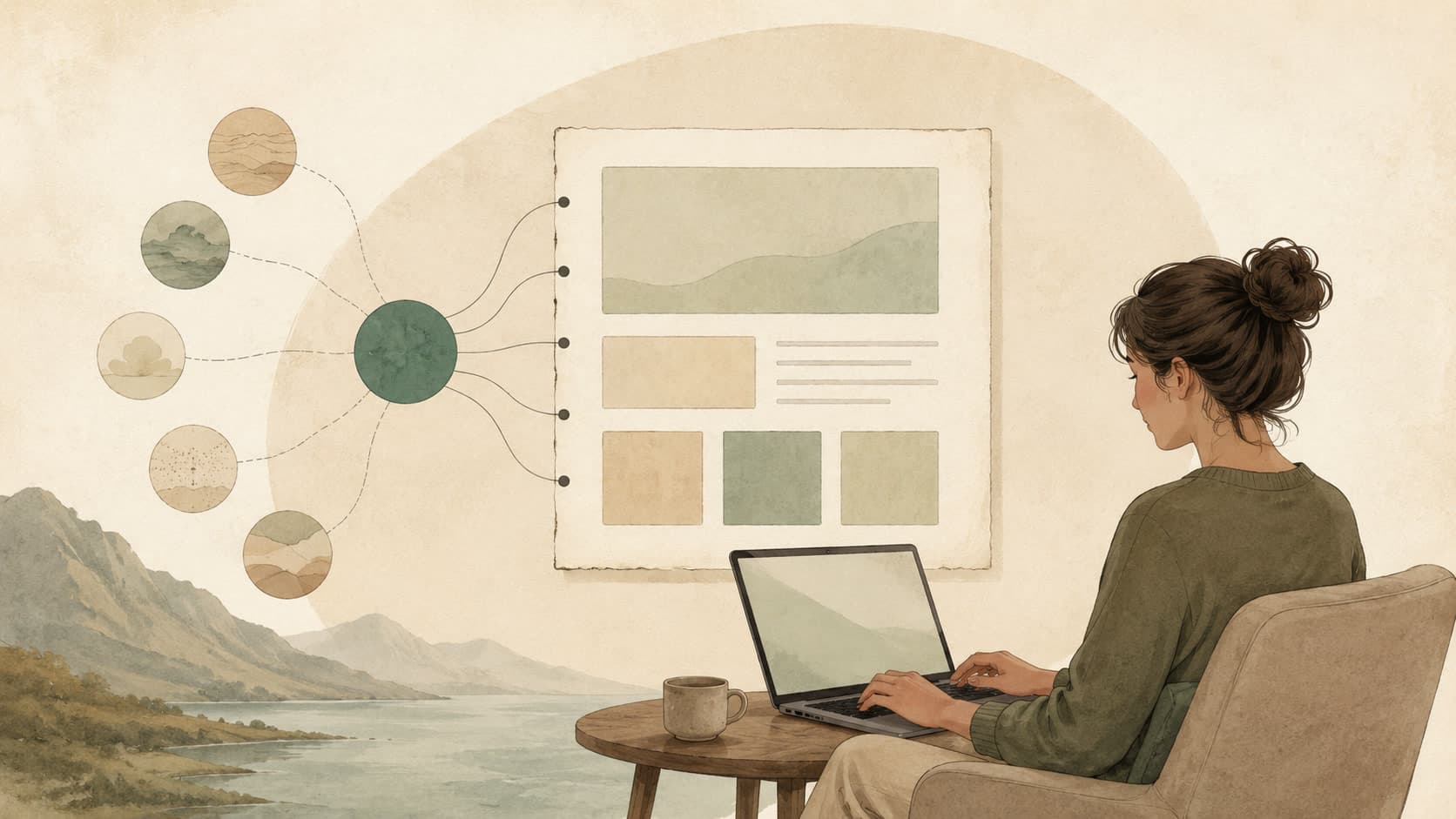 Editorial illustration representing SPA: A single-page app that renders client-side.