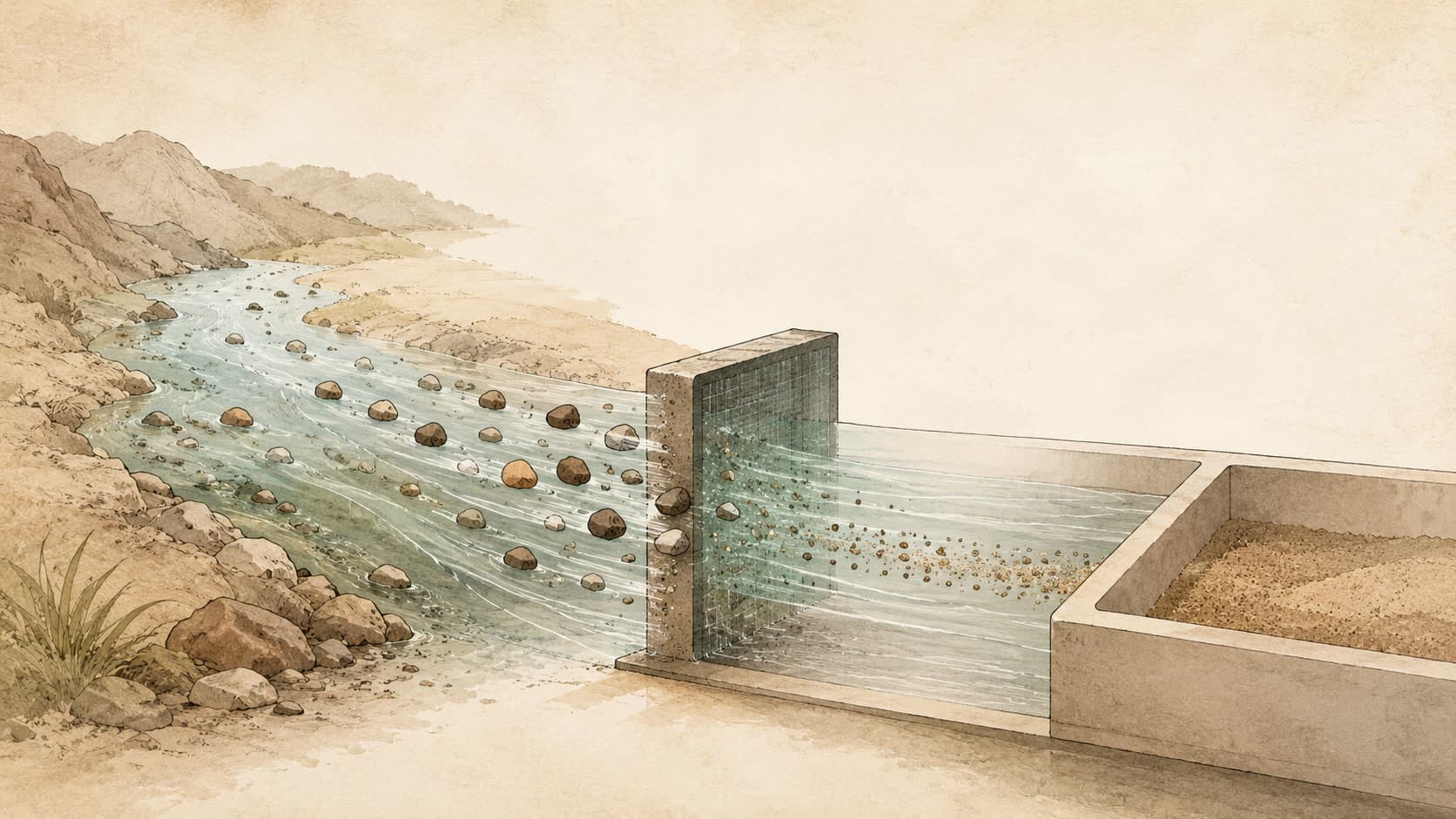 Editorial illustration representing Streaming: Processing data as it arrives, event by event.